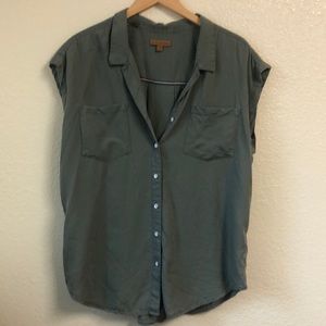 Army green Sleeveless button up shirt - NWOT SOLD